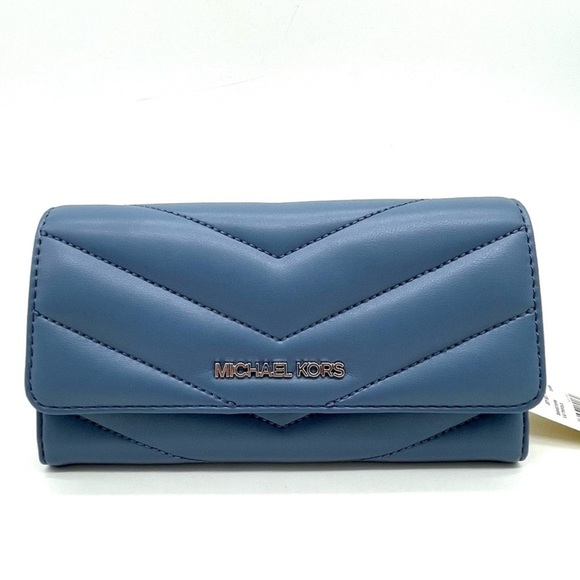 Michael Kors Large Trifold Wallet Blue Lagoon (NWT) - Picture 2 of 9